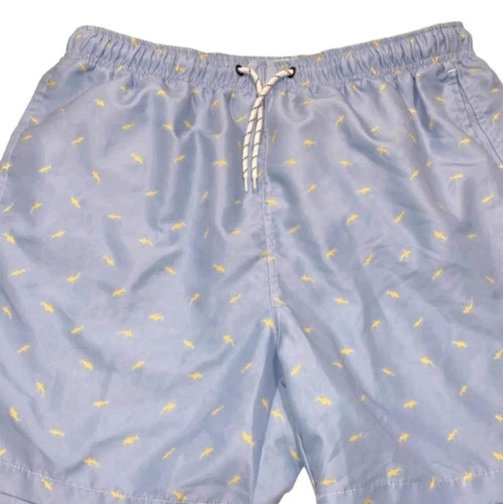 Blue shark print men’s swim trunks size large